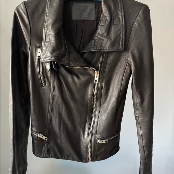 ALLSAINTS Leather Bales Moto Biker Jacket UK 8 / US 4 - Picture 10 of 13